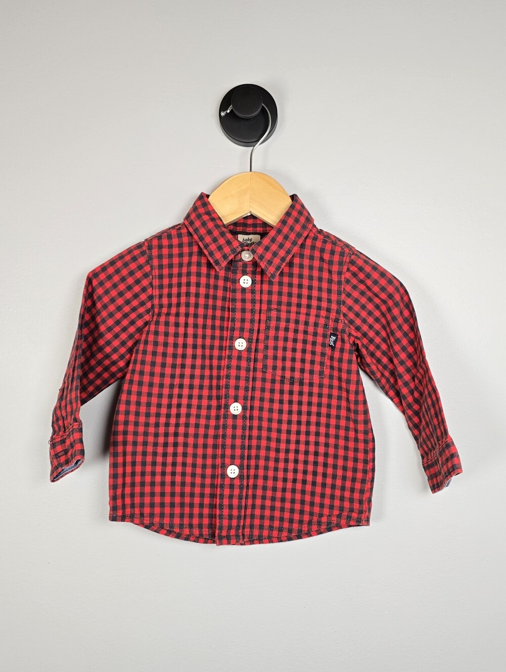 Baby B'gosh Red and Black Plaid Button-Down Shirt Fall Style